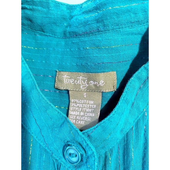 Twenty One Long Sleeve Button Shirt Juniors Size Small Color Turquoise - Picture 5 of 5